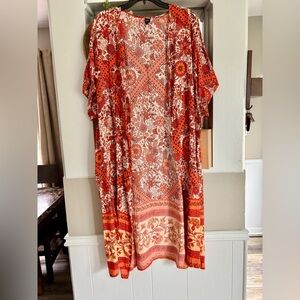 DONATED ITEM - Bohemian Floral Kimono in Red and Orange
